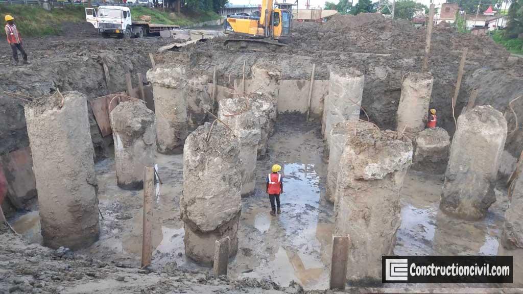 A group of  foundation piles